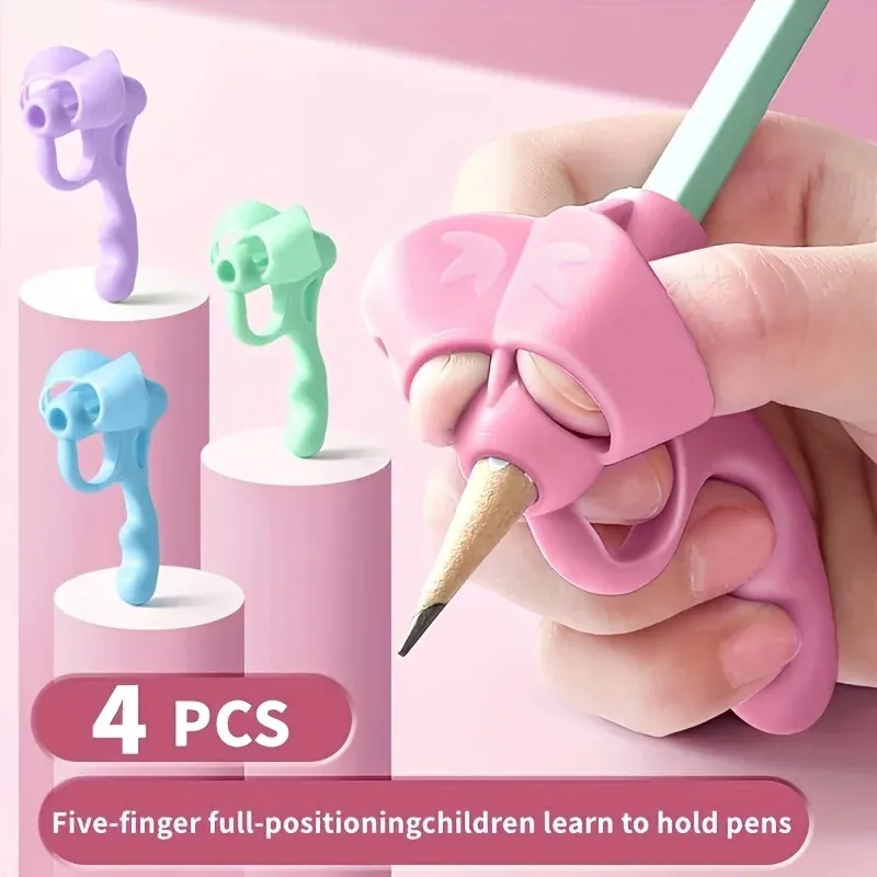 Ensemble de 4 stylos ergonomiques à poignée souple en caoutchouc, aide à l'écriture manuscrite et à la posture 7
