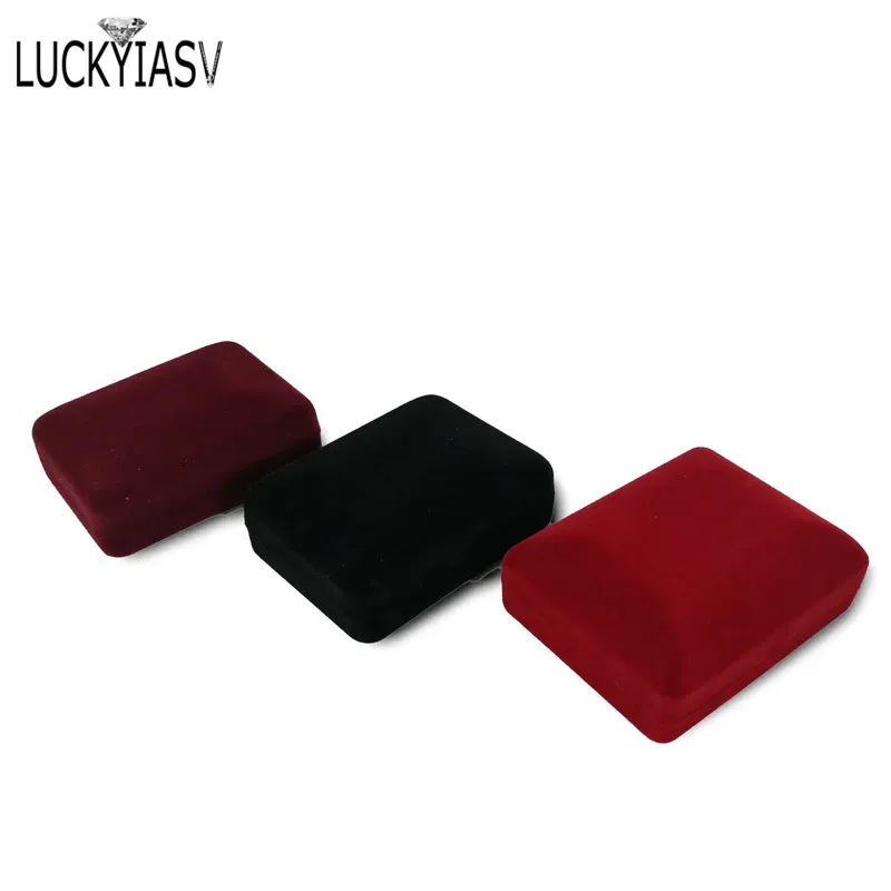 Coffret de rangement en velours pour colliers et boucles d'oreilles longues, disponible en noir, bleu et rouge 2