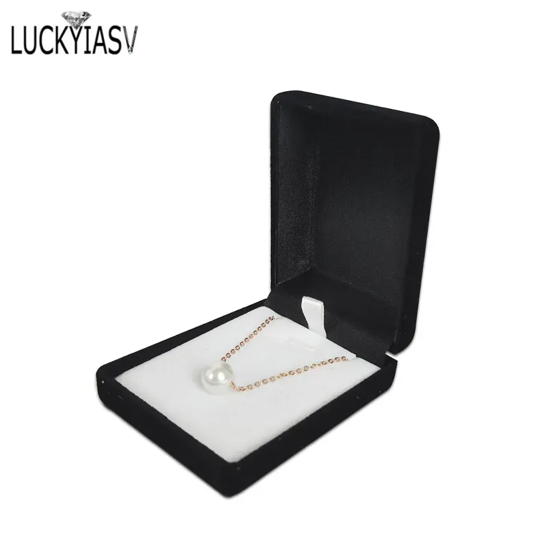 Coffret de rangement en velours pour colliers et boucles d'oreilles longues, disponible en noir, bleu et rouge 7