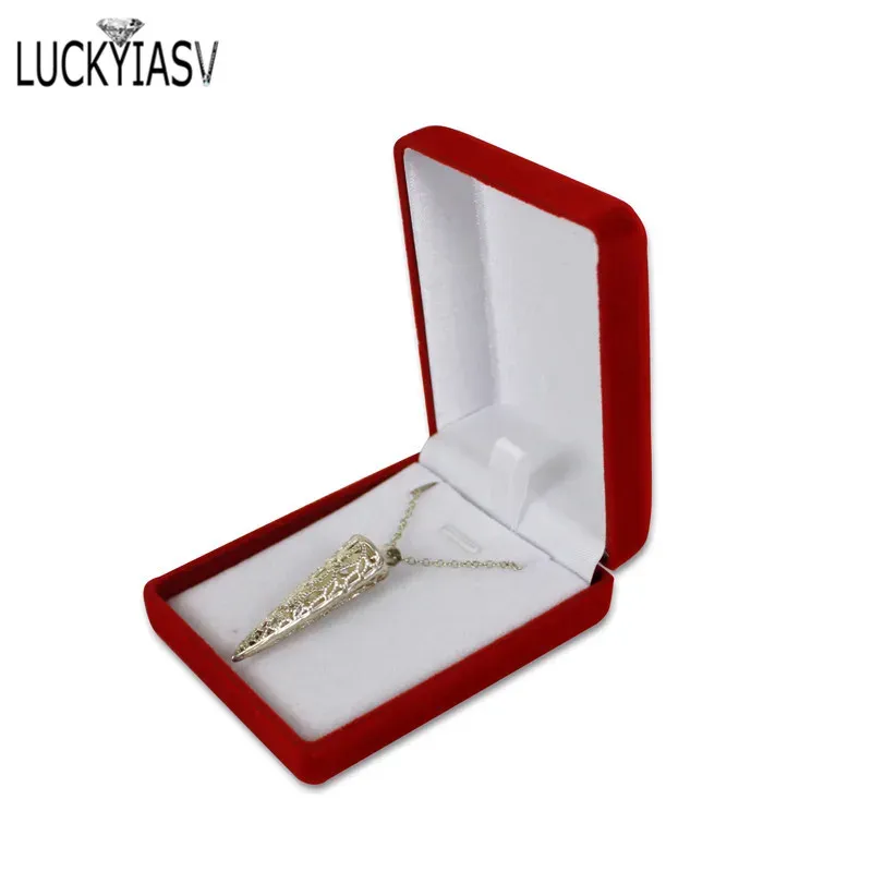 Coffret de rangement en velours pour colliers et boucles d'oreilles longues, disponible en noir, bleu et rouge 8