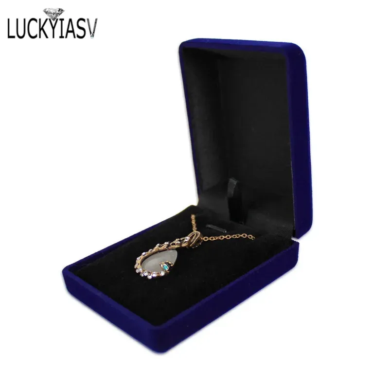 Coffret de rangement en velours pour colliers et boucles d'oreilles longues, disponible en noir, bleu et rouge 12