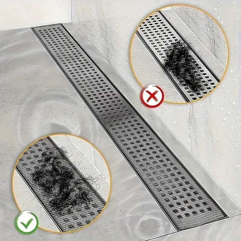 Drain de douche jetable 12 cm x 4 m, attrape-cheveux autocollant en maille 2
