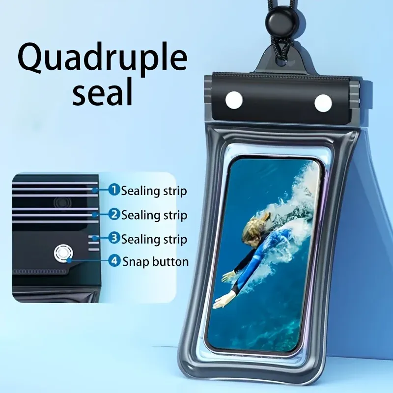 Pochette étanche transparente pour téléphone avec sangle, compatible avec les coques épaisses 3