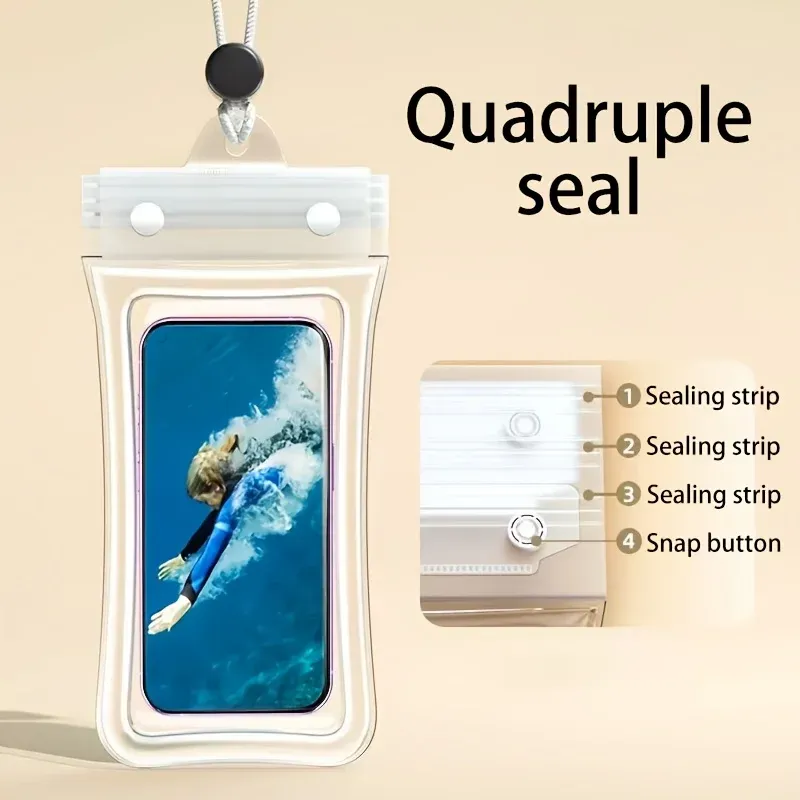 Pochette étanche transparente pour téléphone avec sangle, compatible avec les coques épaisses 5