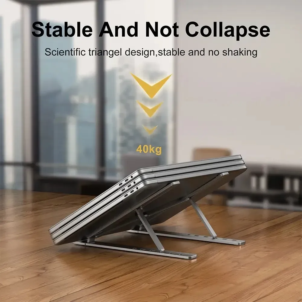 Support pliable pour ordinateur portable, réglable, base en alliage d'aluminium pour MacBook, accessoires pour ordinateur portable 3
