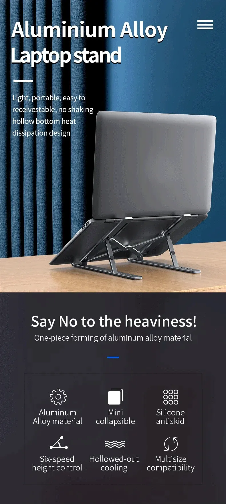 Support pour ordinateur portable en alliage d'aluminium