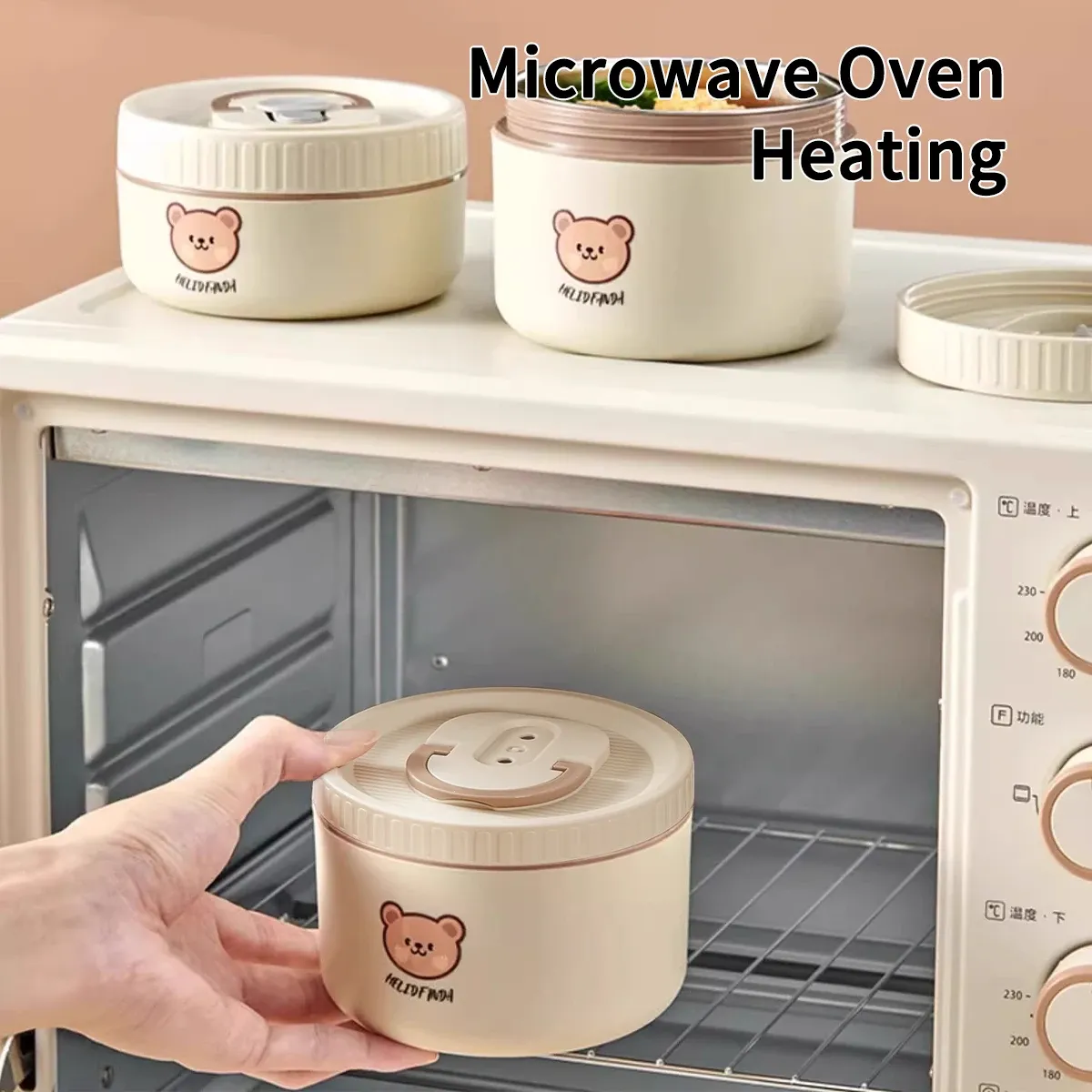 WORTHBUY Boîte-repas bento thermique étanche pour micro-ondes, pour étudiants, contenant alimentaire isolé en acier inoxydable 304, grande capacité, design mignon 5