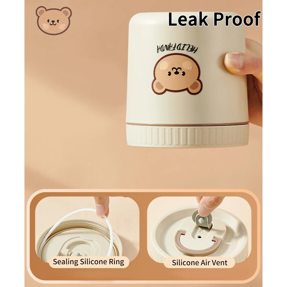 WORTHBUY Boîte-repas bento thermique étanche pour micro-ondes, pour étudiants, contenant alimentaire isolé en acier inoxydable 304, grande capacité, design mignon 6
