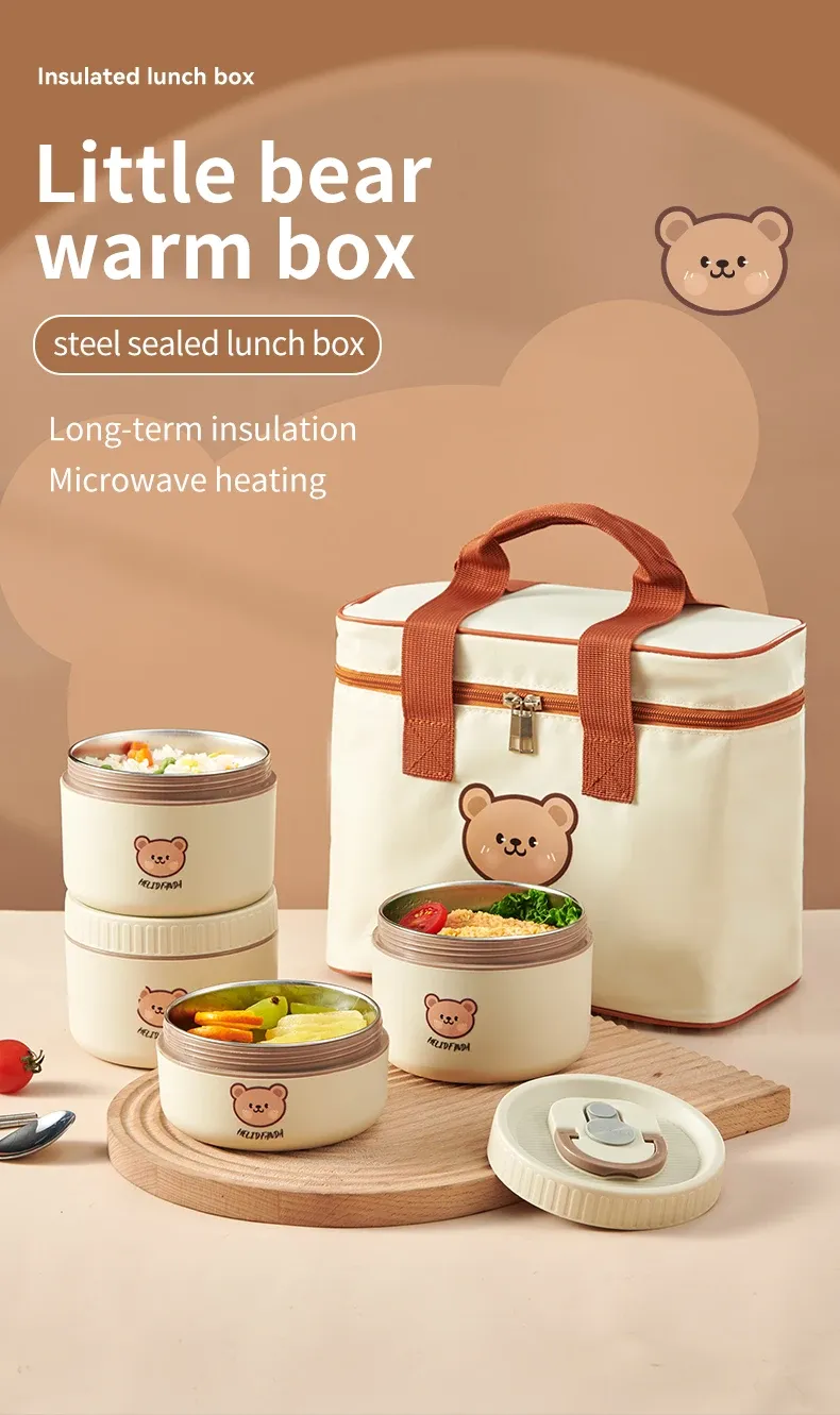 Boîte à lunch bento thermique, vue d'ensemble