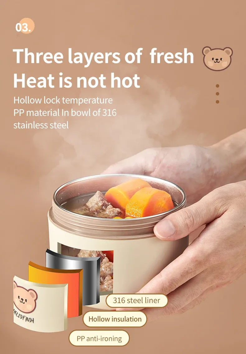 Boîte à lunch bento thermique, compartiments