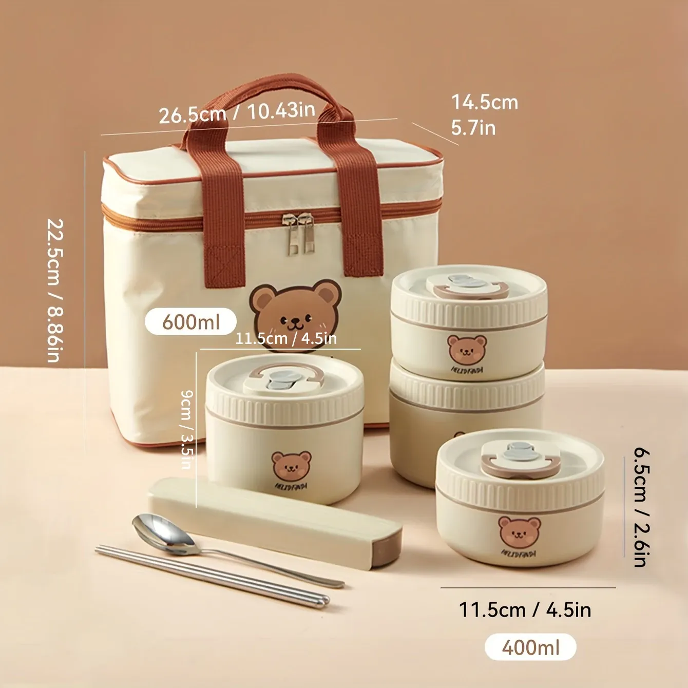WORTHBUY Boîte-repas bento thermique étanche pour micro-ondes, pour étudiants, contenant alimentaire isolé en acier inoxydable 304, grande capacité, design mignon 18