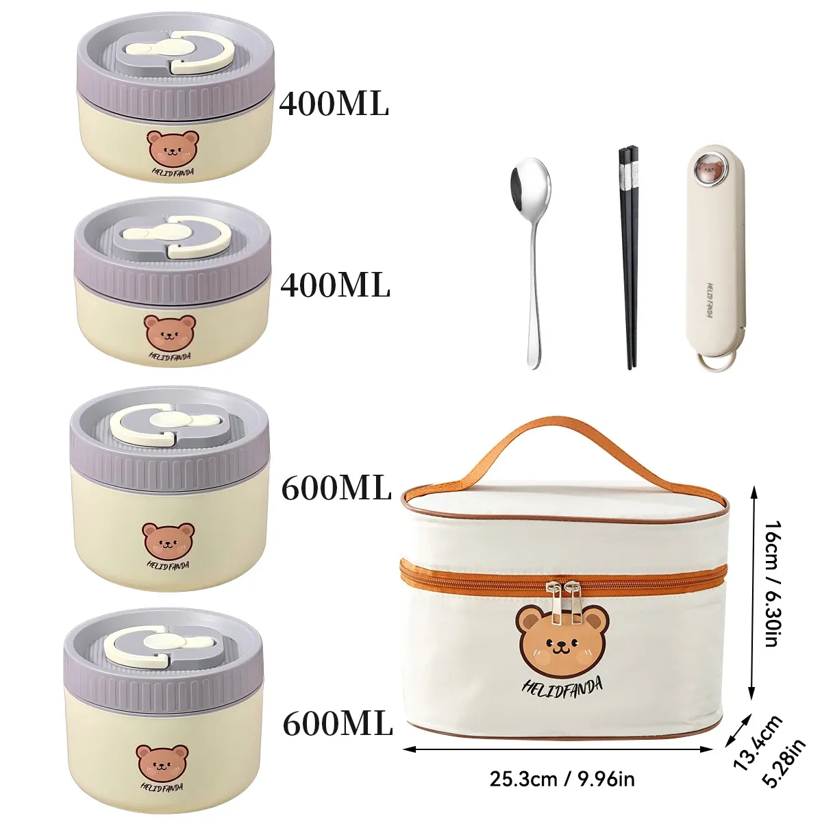 WORTHBUY Boîte-repas bento thermique étanche pour micro-ondes, pour étudiants, contenant alimentaire isolé en acier inoxydable 304, grande capacité, design mignon 7