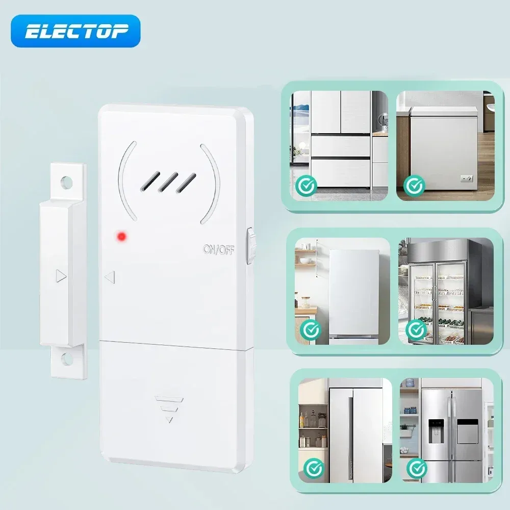 ELECTOP Alarme de porte de réfrigérateur à capteur magnétique, alarme d'ouverture de fenêtre, temporisation de 60 secondes, 96 dB, pour la maison, le commerce et le bureau