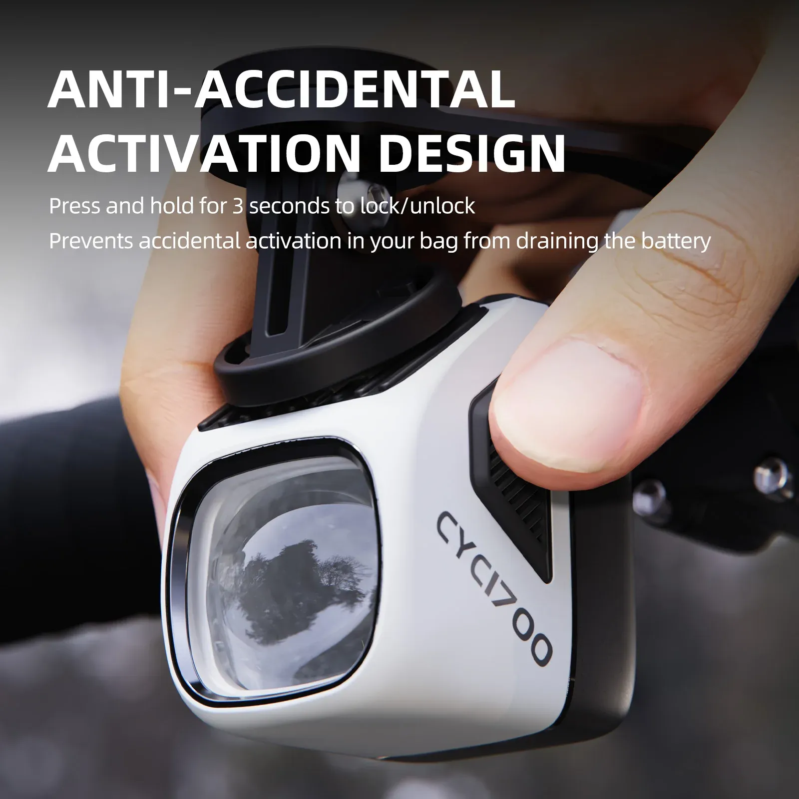 CYCLAMI CYC1700 Phare de vélo sans fil à télécommande, éclairage suspendu haute luminosité, faisceau à coupure, 4000 mAh, 1700 lumens, alliage d'aluminium 5