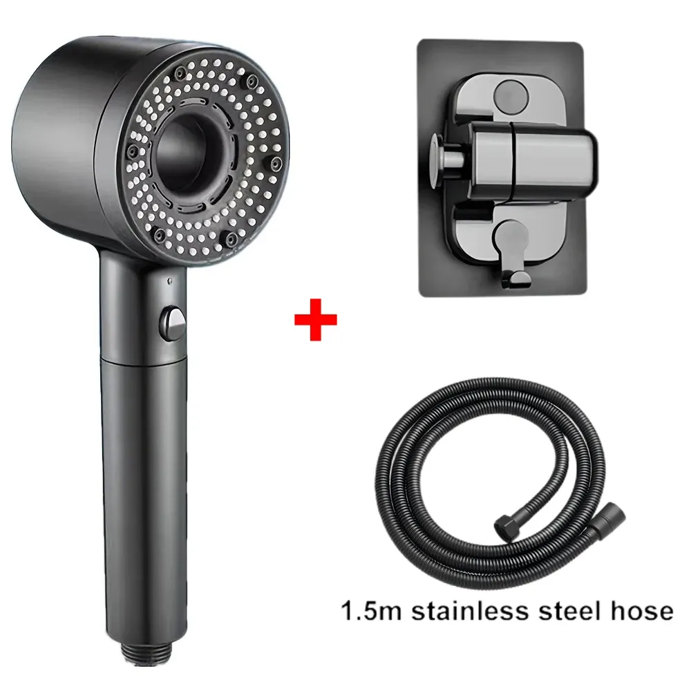 Pommeau de douche réglable 5 jets, filtre haut débit, haute pression, économie d'eau, buse de douche, accessoires de salle de bains 14