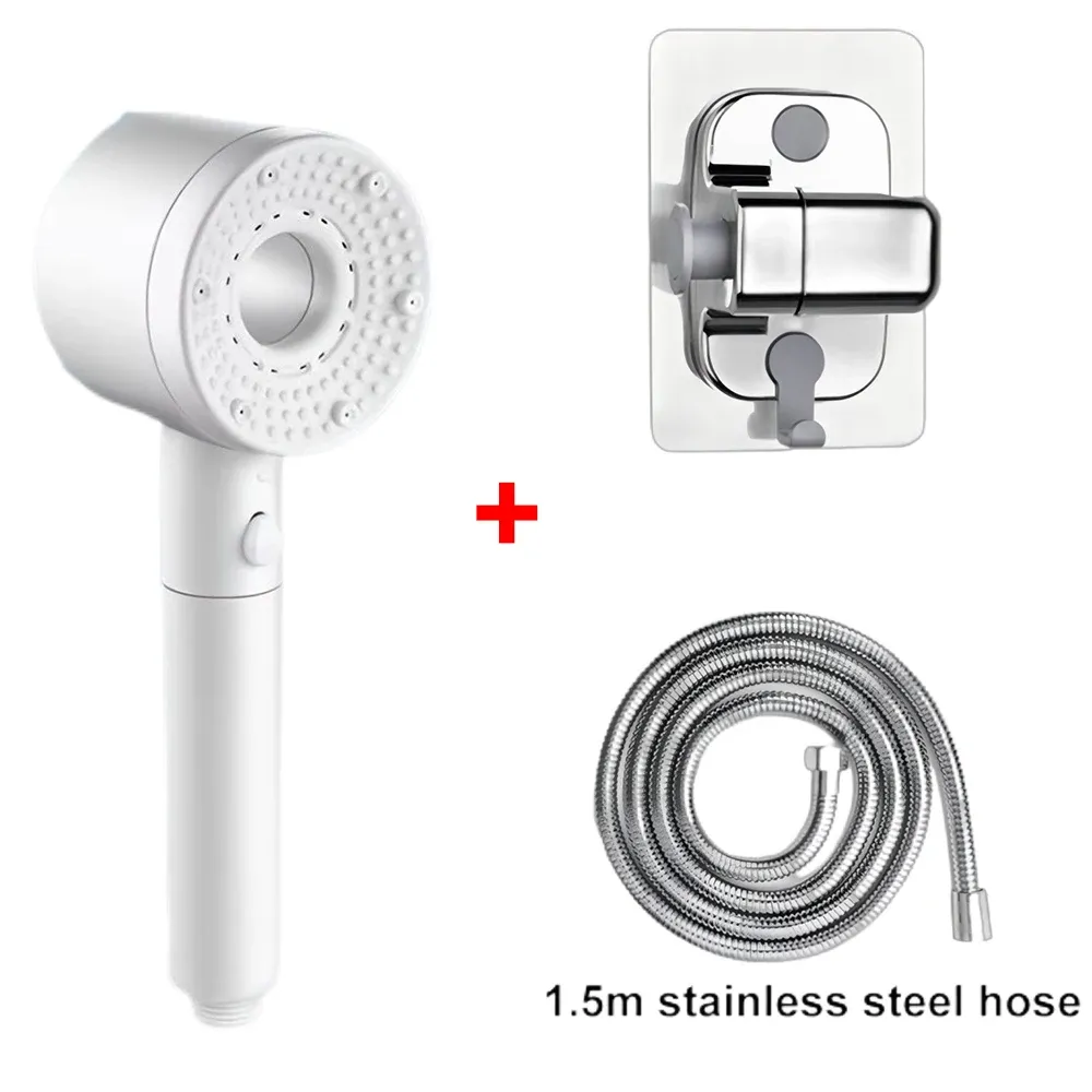 Pommeau de douche réglable 5 jets, filtre haut débit, haute pression, économie d'eau, buse de douche, accessoires de salle de bains 7