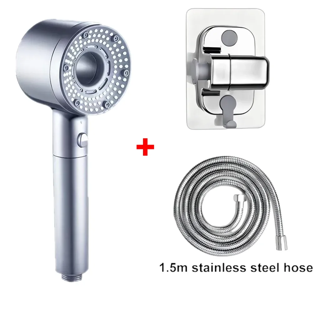 Pommeau de douche réglable 5 jets, filtre haut débit, haute pression, économie d'eau, buse de douche, accessoires de salle de bains 8