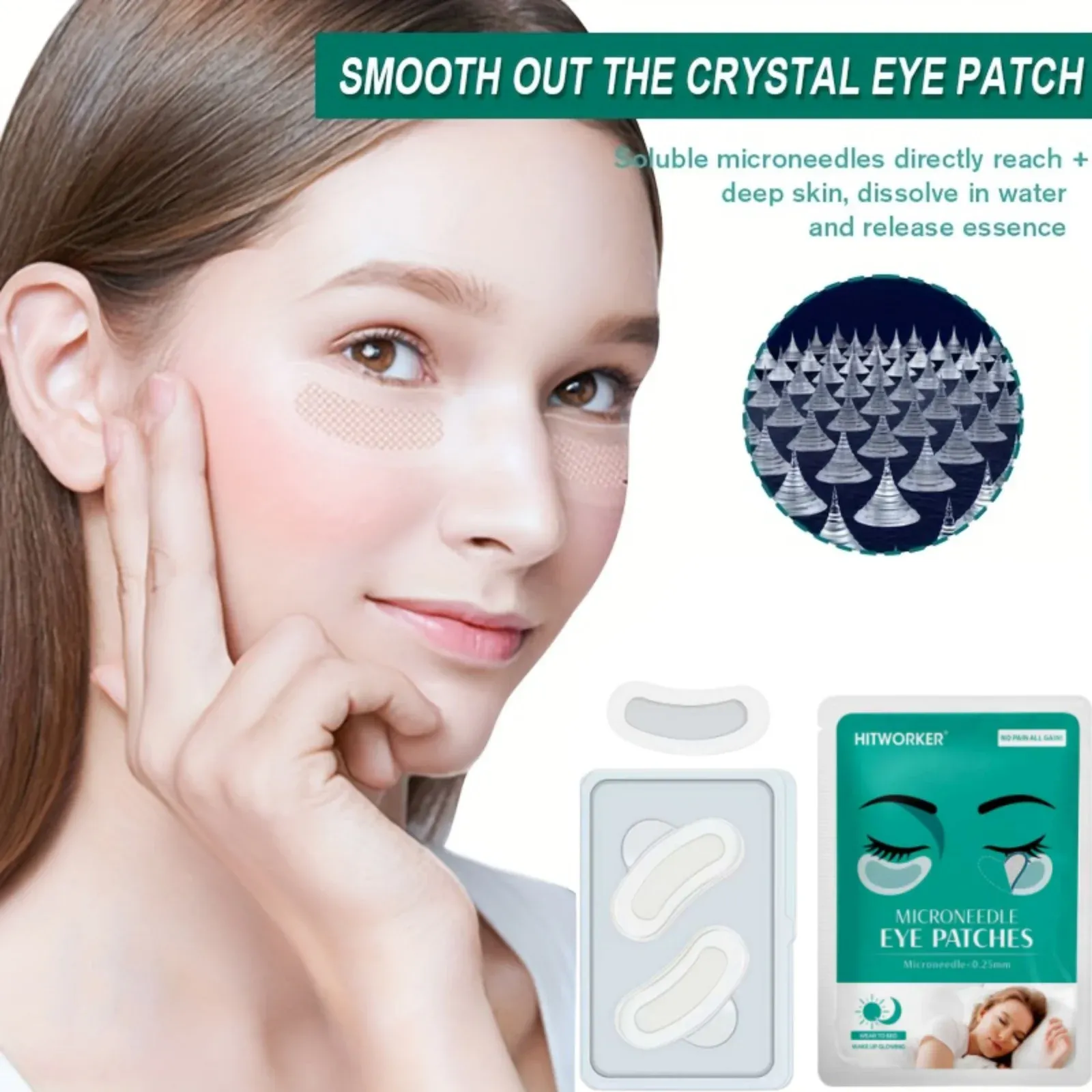Patchs yeux solubles à microaiguilles, masques yeux à l'acide hyaluronique pour une hydratation profonde, soin raffermissant anti-rides 4