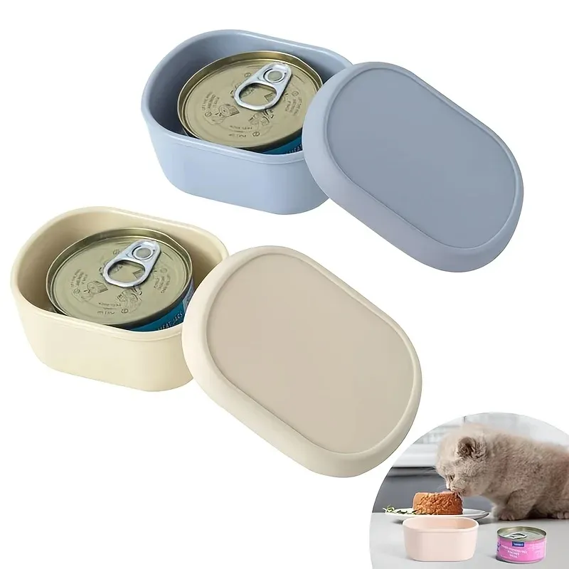Conteneur de stockage réutilisable pour pâtée pour chat avec couvercle en silicone étanche, boîte de conservation anti-fuite pour boîtes de conserve de 85 g (3 oz) - Image 1
