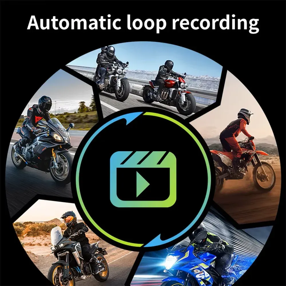 JIUYIN Caméra moto double 1080P étanche avec WiFi, dashcam avant et arrière, enregistreur vidéo 5