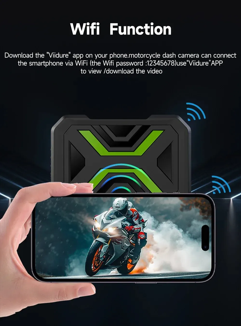 Caméra moto, vue latérale