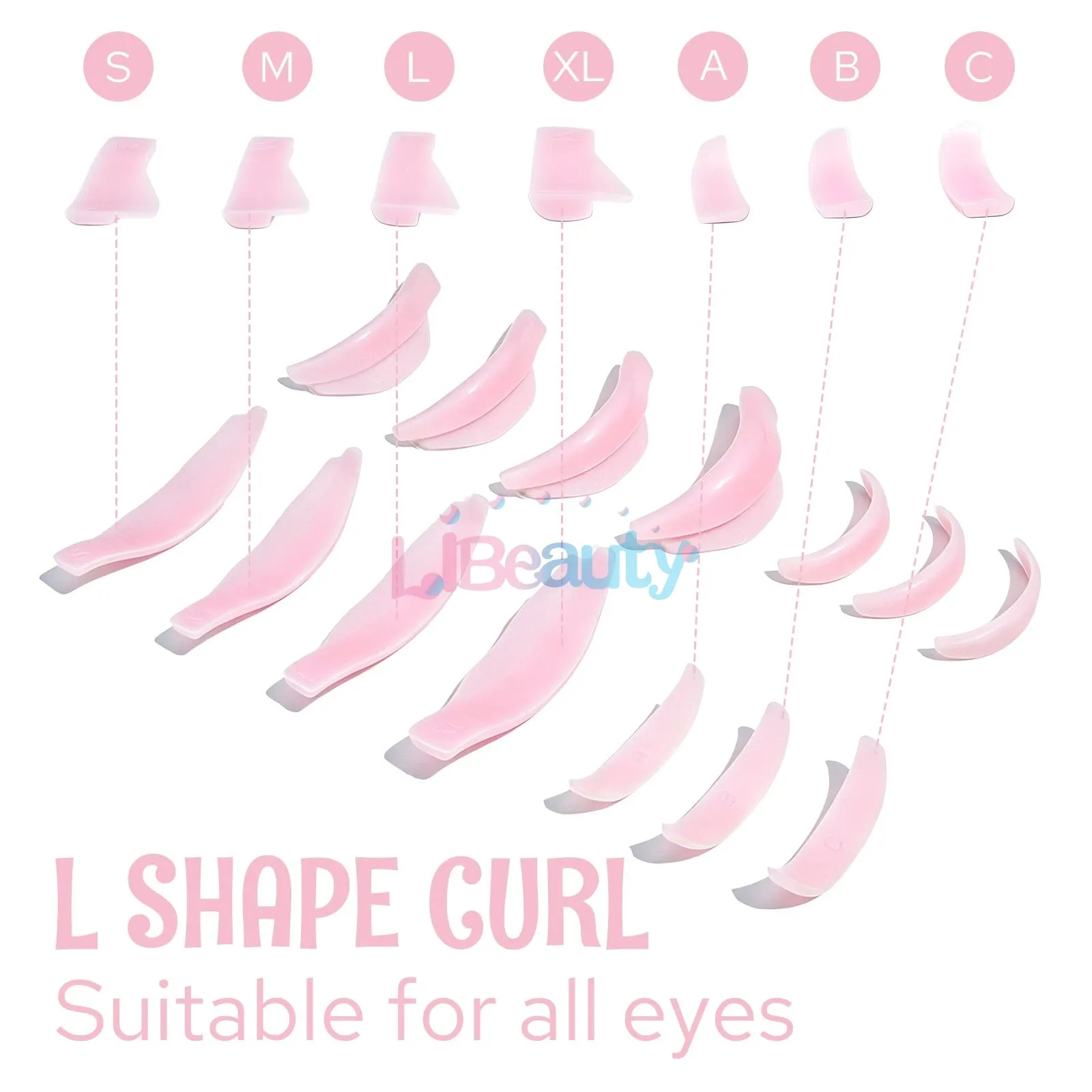 Libeauty 7 Paris Recourbe-cils réutilisable en silicone, tiges de permanente pour cils, bouclier de levage 3D, outil de maquillage 2