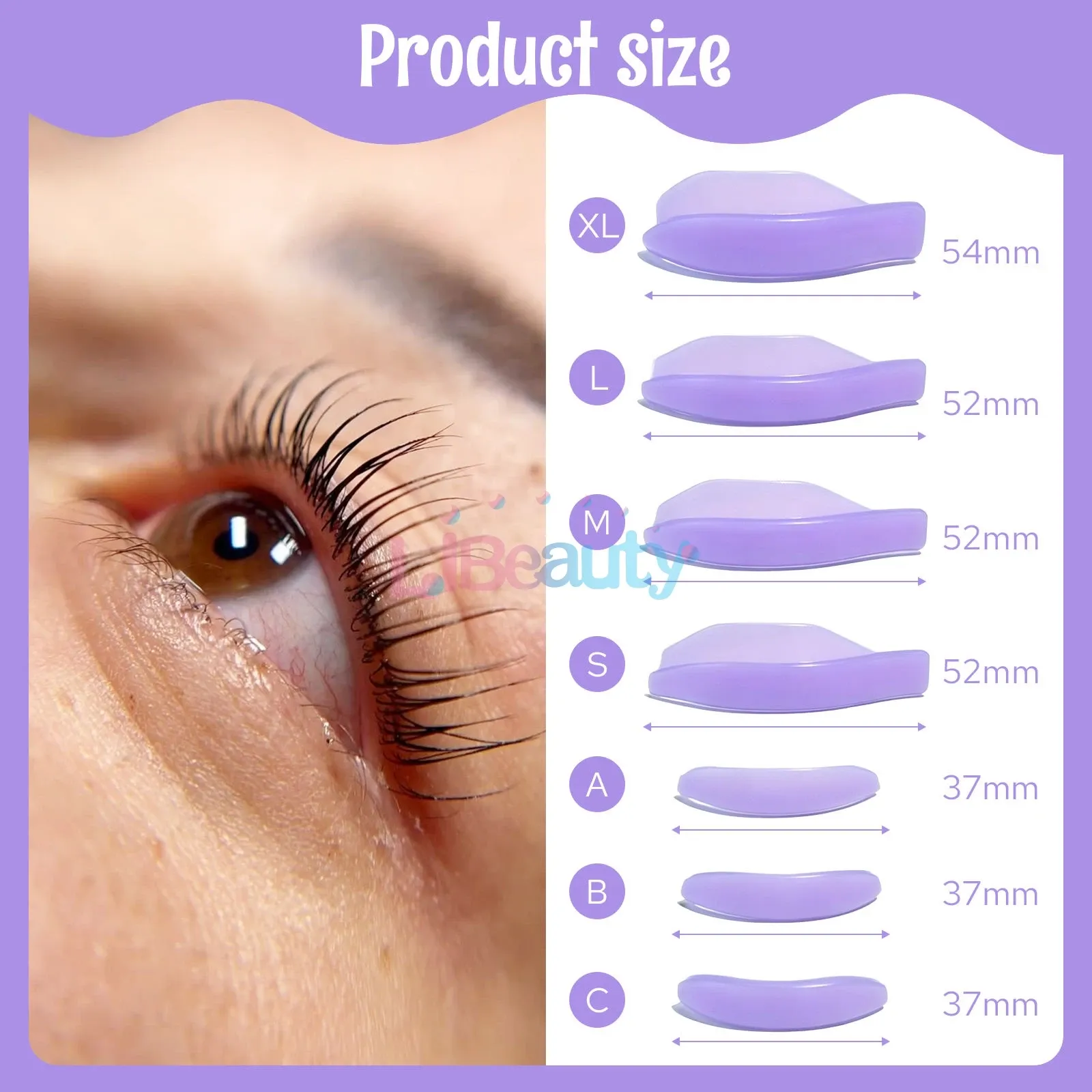 Libeauty 7 Paris Recourbe-cils réutilisable en silicone, tiges de permanente pour cils, bouclier de levage 3D, outil de maquillage 4