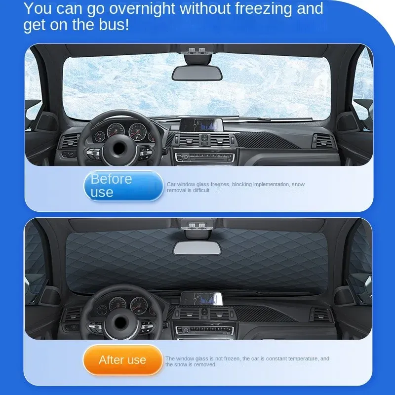 Pare-soleil magnétique pour pare-brise avant de voiture, protection étanche contre la neige 5