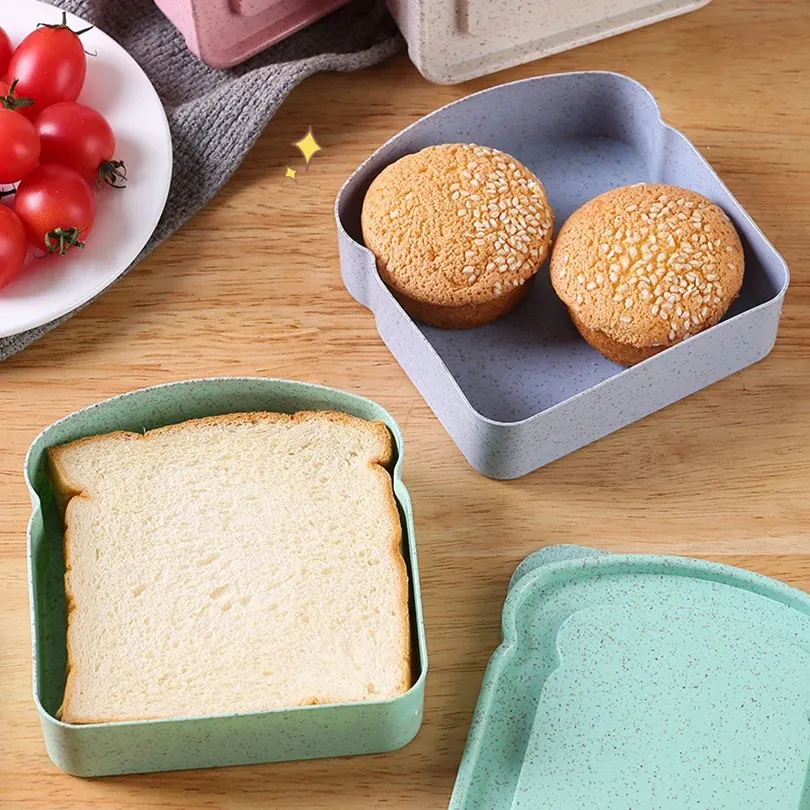Lot de 4 boîtes à sandwich avec couvercle, contenants écologiques pour déjeuner et pique-nique, compatibles micro-ondes - Image 1