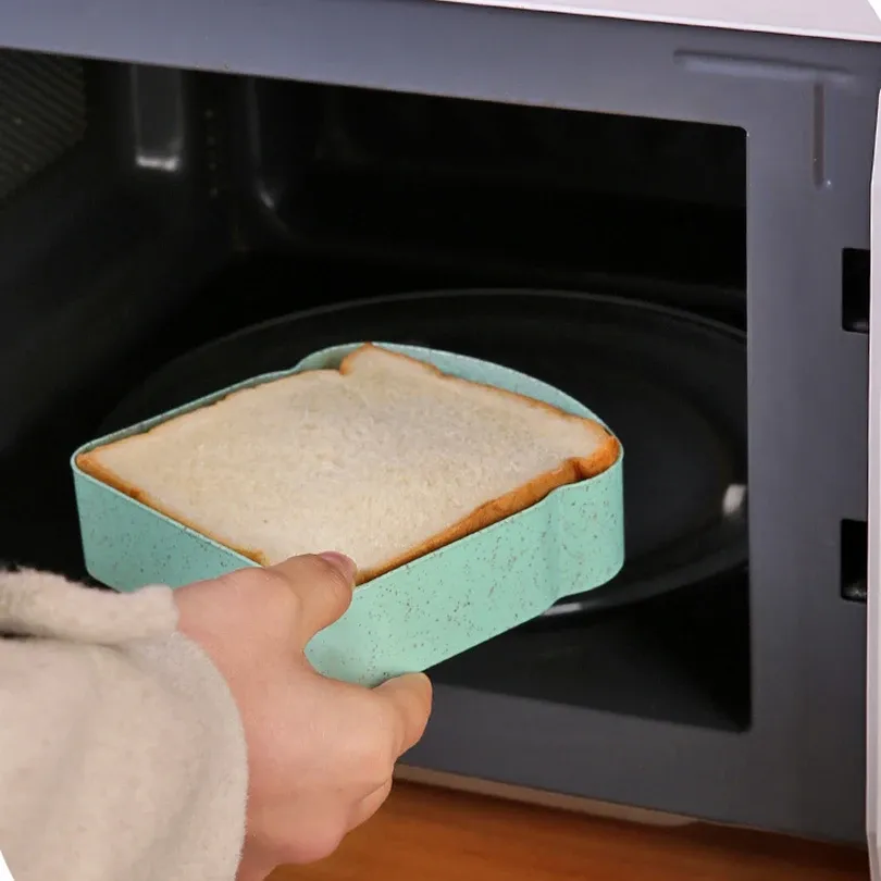 Lot de 4 boîtes à sandwich avec couvercle, contenants écologiques pour déjeuner et pique-nique, compatibles micro-ondes 4