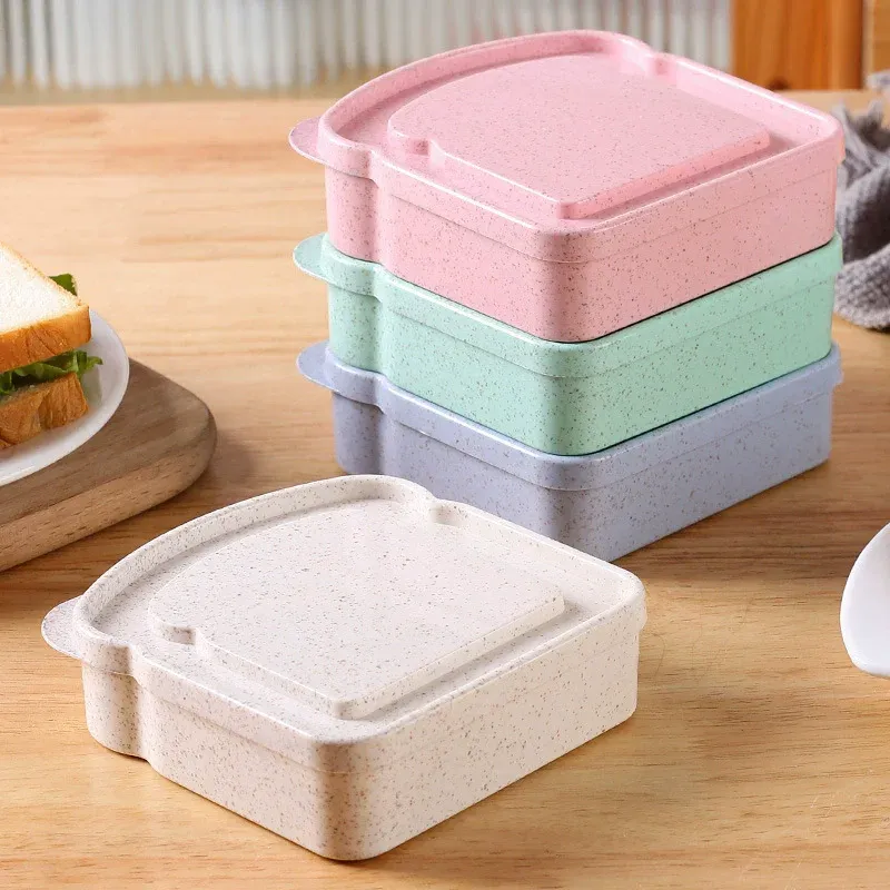 Lot de 4 boîtes à sandwich avec couvercle, contenants écologiques pour déjeuner et pique-nique, compatibles micro-ondes 7