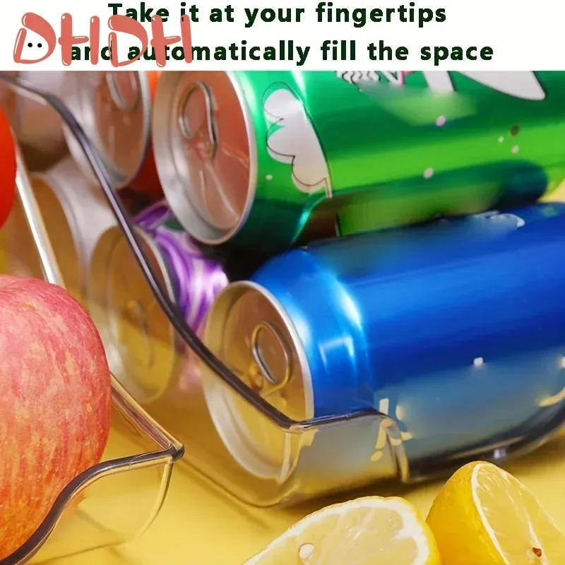 Bac de rangement pour réfrigérateur, organiseur de frigo, boîtes de rangement de cuisine, distributeur de canettes, panier, conteneurs de rangement, organiseur de garde-manger 6