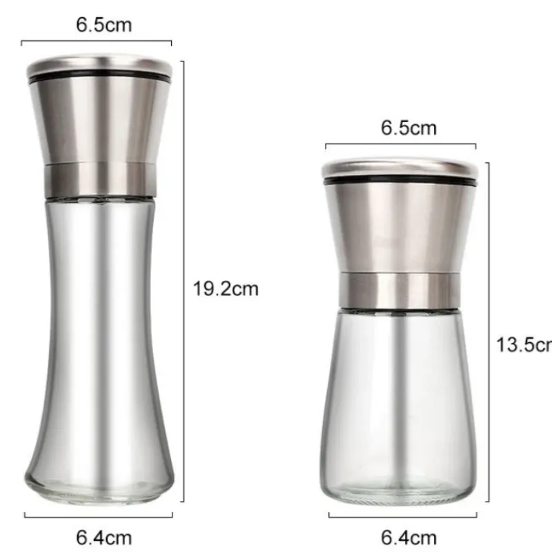 Moulin à poivre noir 180/200 ml, moulin manuel en acier inoxydable, verre à épices, sel et poivre, machine pour la maison 6