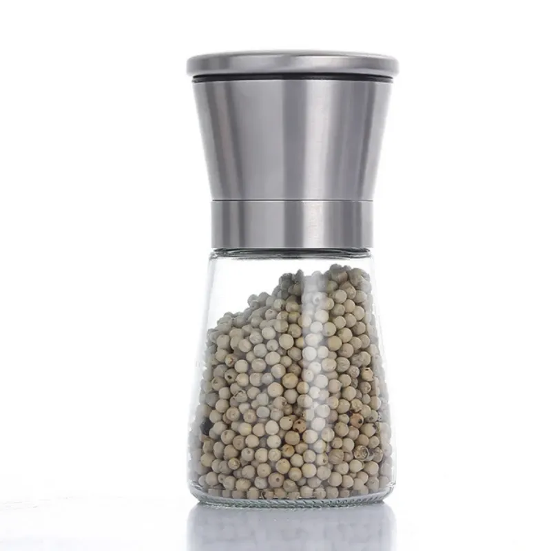 Moulin à poivre noir 180/200 ml, moulin manuel en acier inoxydable, verre à épices, sel et poivre, machine pour la maison 7