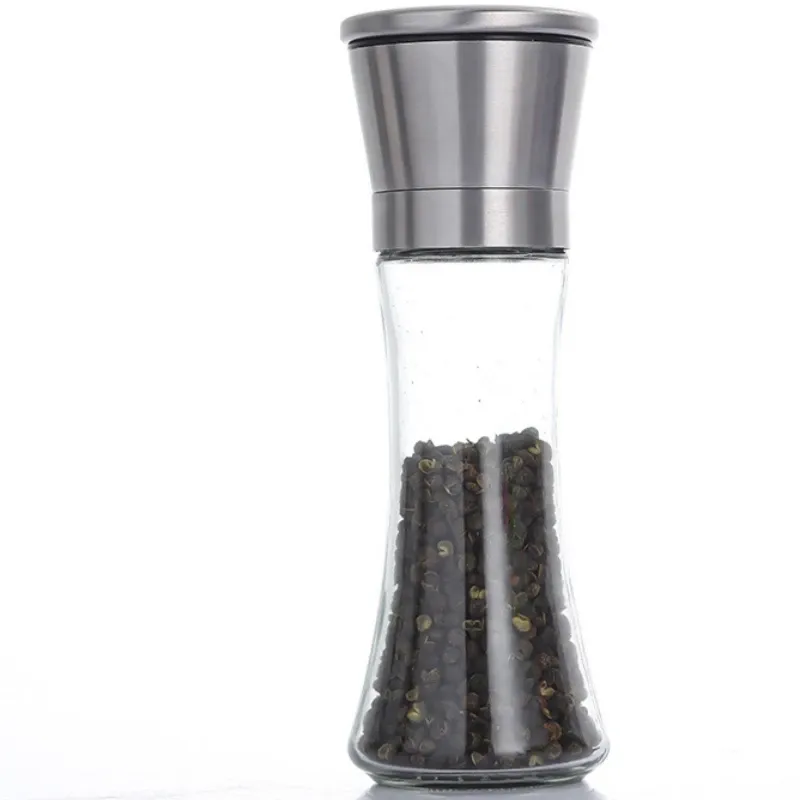 Moulin à poivre noir 180/200 ml, moulin manuel en acier inoxydable, verre à épices, sel et poivre, machine pour la maison 8