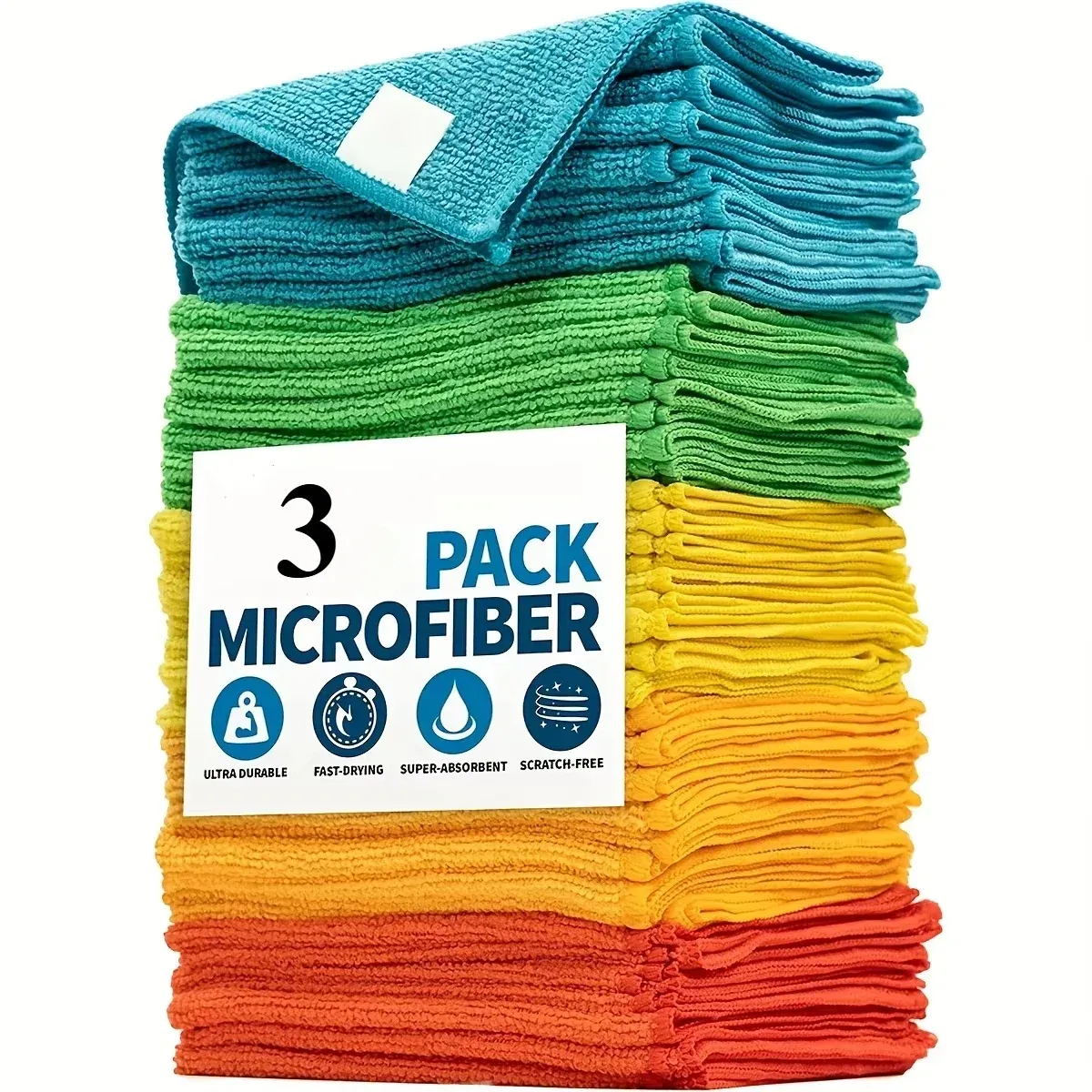 Chiffon de nettoyage en microfibre polyvalent pour cuisine, voiture et maison, lingettes réutilisables pour la vaisselle 9