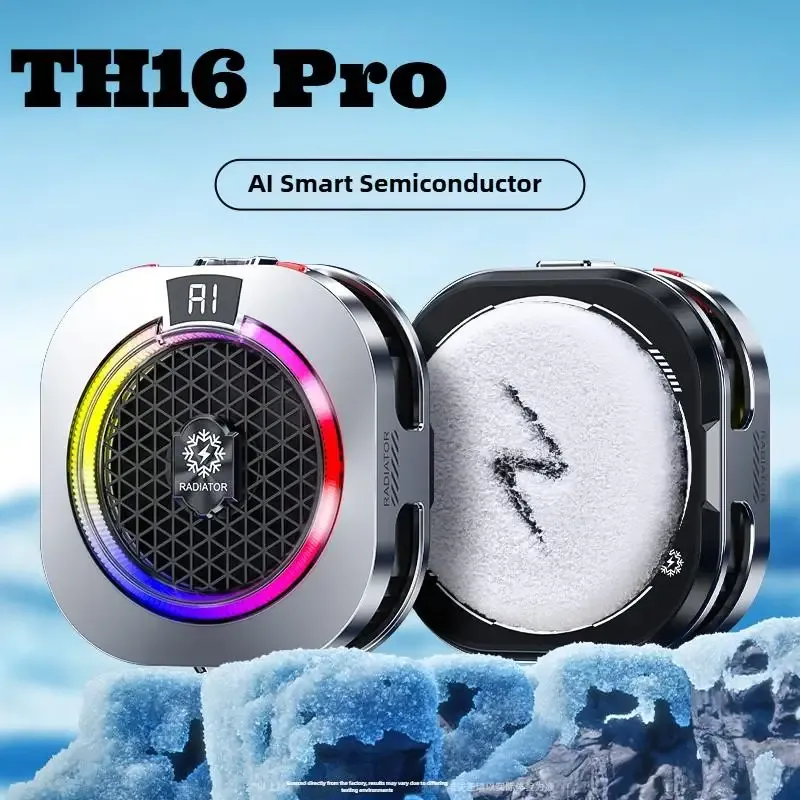 Refroidisseur mobile TH16 Pro 24 W à fixation magnétique et clip arrière, écran numérique, éclairage RGB, contrôle de la température de jeu 1