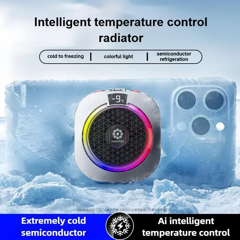Refroidisseur mobile TH16 Pro 24 W à fixation magnétique et clip arrière, écran numérique, éclairage RGB, contrôle de la température de jeu 2