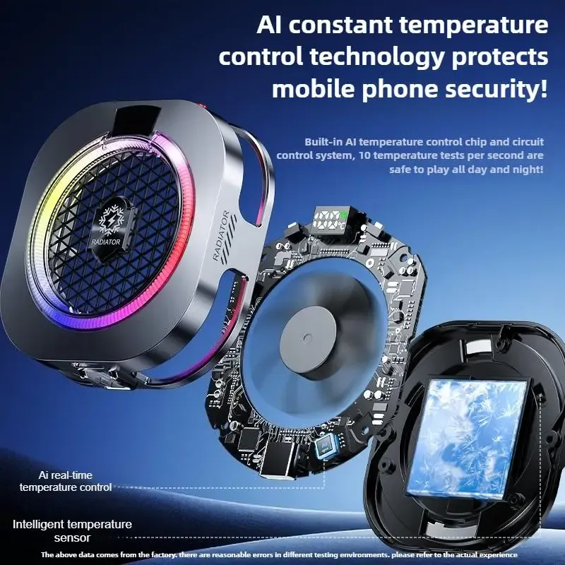 Refroidisseur mobile TH16 Pro 24 W à fixation magnétique et clip arrière, écran numérique, éclairage RGB, contrôle de la température de jeu 6