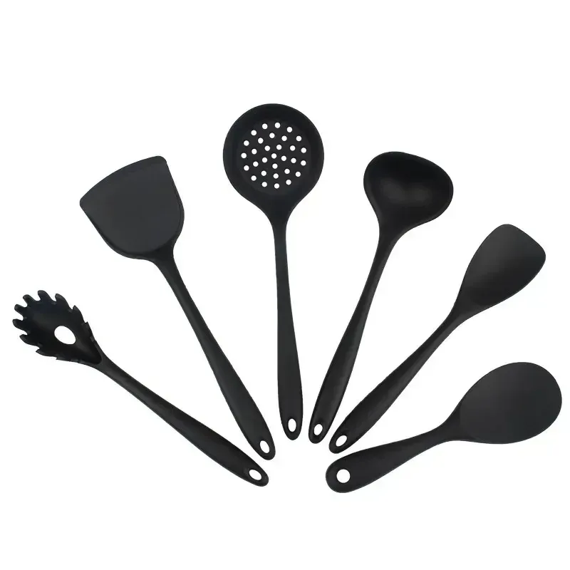 Ensemble de 6 ustensiles de cuisine en silicone : spatules, cuillère écumoire et cuillère à riz, résistants à la chaleur et lavables au lave-vaisselle 6