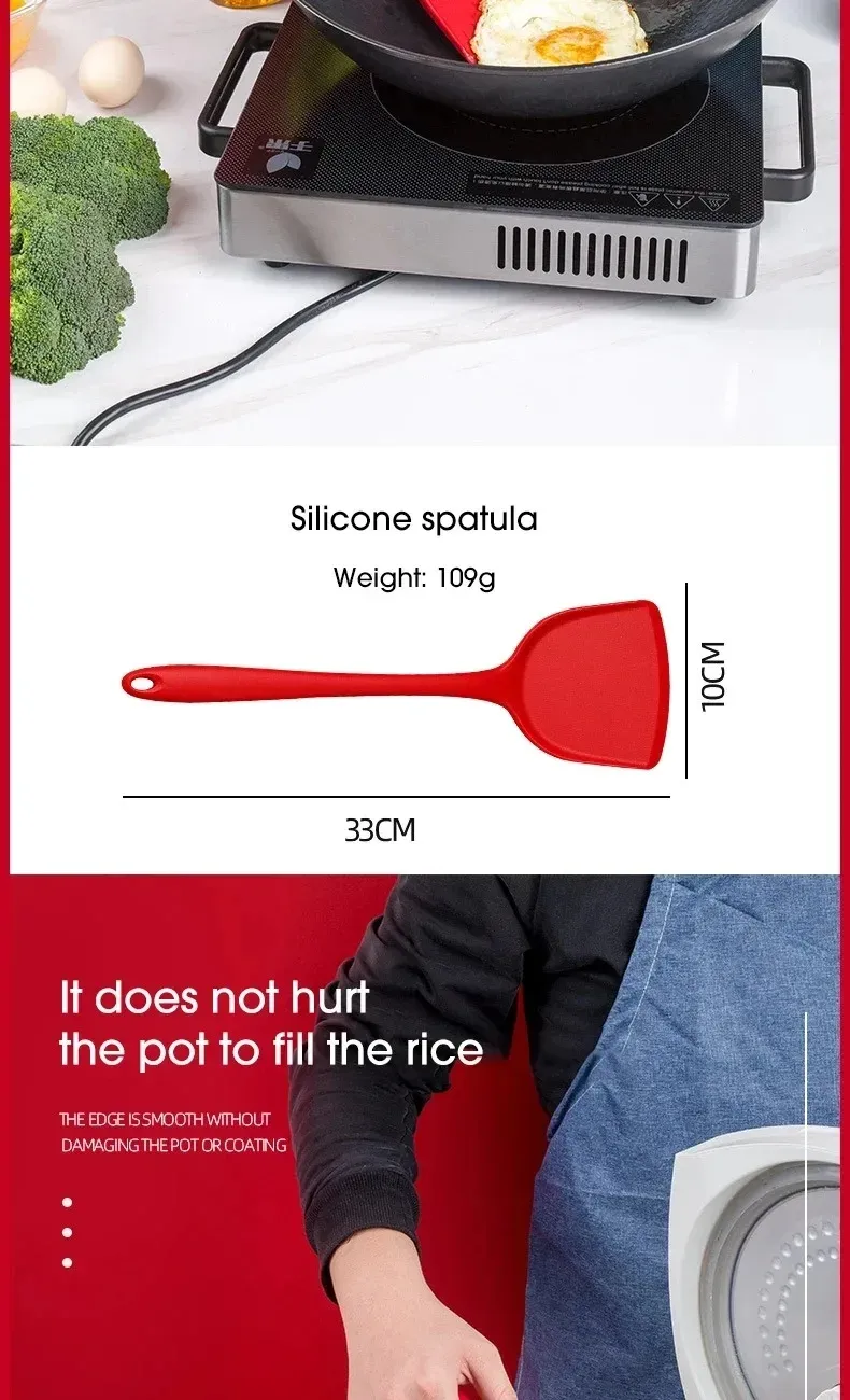 Ensemble d'ustensiles de cuisine en silicone, vue d'ensemble