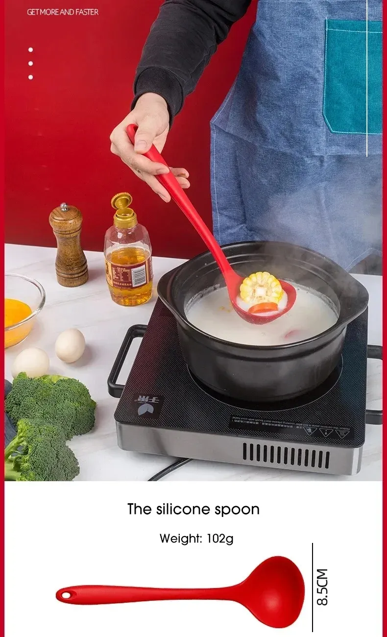 Ustensiles en silicone en situation de cuisson