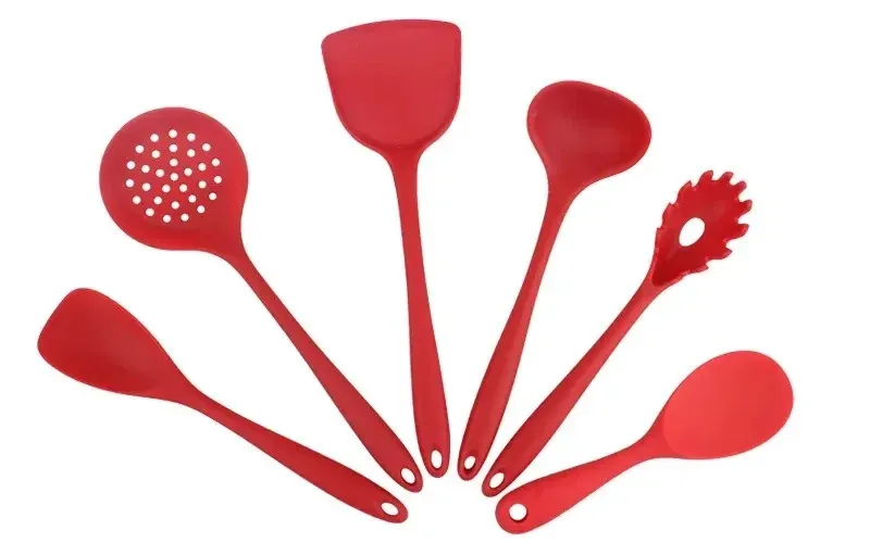 Ensemble de 6 ustensiles de cuisine en silicone : spatules, cuillère écumoire et cuillère à riz, résistants à la chaleur et lavables au lave-vaisselle 12