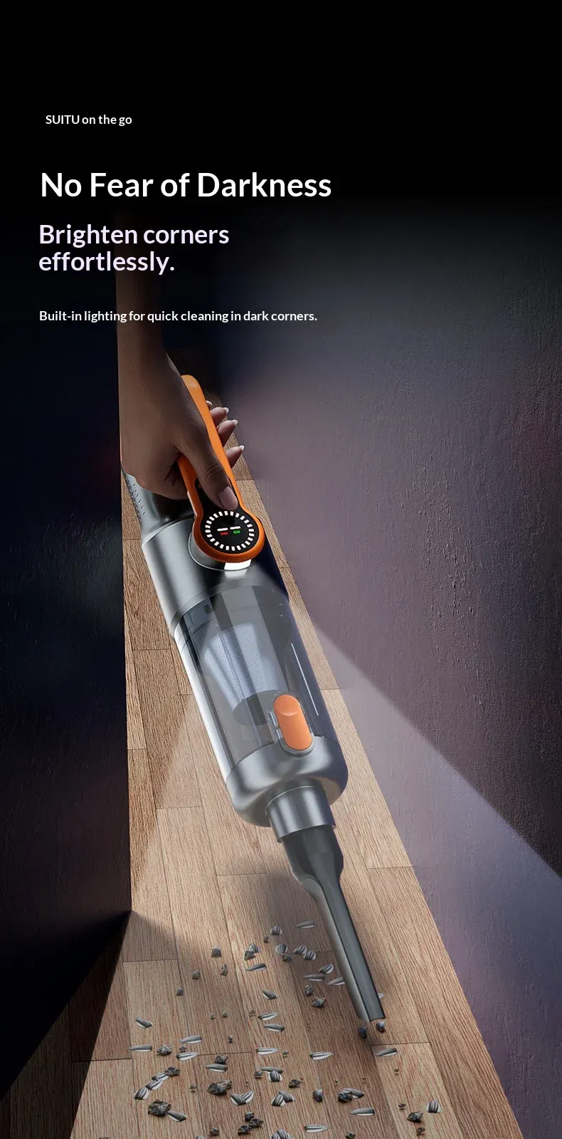 Aspirateur portable en situation d'usage