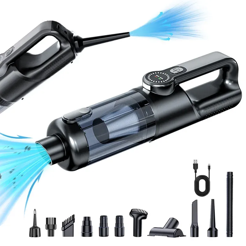 Aspirateur de voiture sans fil à vidage en une pression, aspirateur portable haute puissance, grande aspiration, mini aspirateur à main 10
