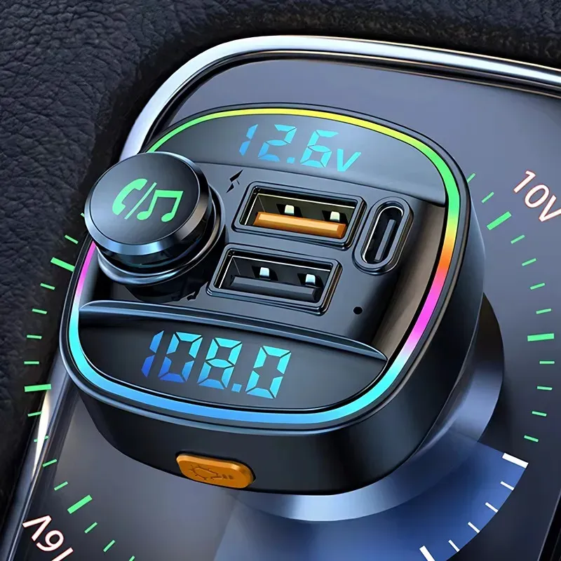 Transmetteur FM Bluetooth 5.0 pour voiture, kit mains libres, lecteur MP3 et chargeur USB à charge rapide 22,5 W