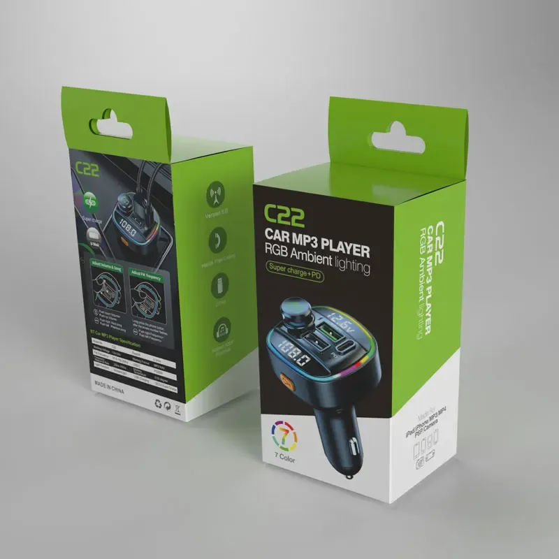 Transmetteur FM Bluetooth 5.0 pour voiture, kit mains libres, lecteur MP3 et chargeur USB à charge rapide 22,5 W 6