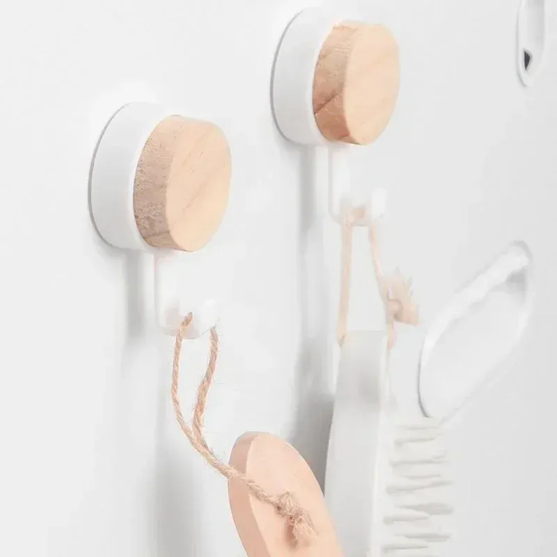 Organisateur de rangement pour chapeaux et foulards, crochets muraux en bois, porte-clés auto-adhésif, cintres muraux pour porte, crochet de suspension mural pour femme de ménage 2