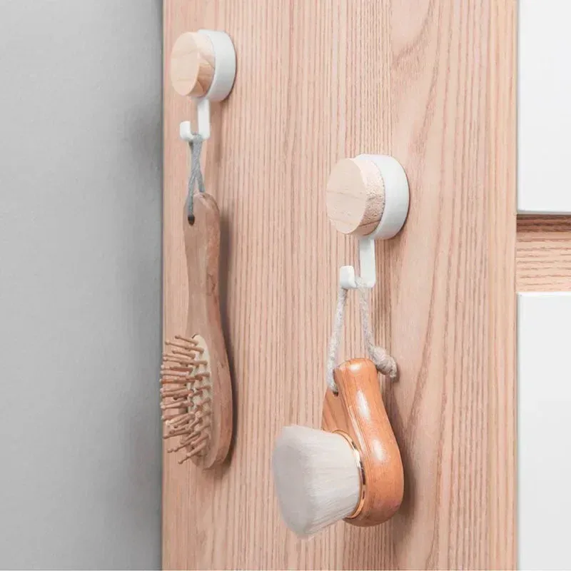 Organisateur de rangement pour chapeaux et foulards, crochets muraux en bois, porte-clés auto-adhésif, cintres muraux pour porte, crochet de suspension mural pour femme de ménage 3
