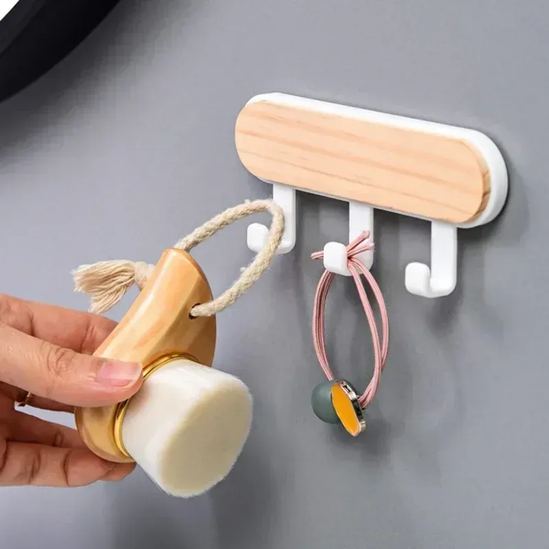 Organisateur de rangement pour chapeaux et foulards, crochets muraux en bois, porte-clés auto-adhésif, cintres muraux pour porte, crochet de suspension mural pour femme de ménage